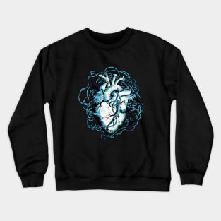 Blue, Human heart and climbing plant, nature and garden lovers, Anatomy illustration art Crewneck Sweatshirt